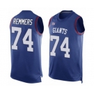 Men's New York Giants #74 Mike Remmers Limited Royal Blue Player Name & Number Tank Top Football Jersey