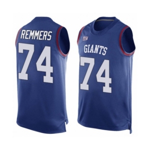 Men's New York Giants #74 Mike Remmers Limited Royal Blue Player Name & Number Tank Top Football Jersey