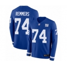 Men's New York Giants #74 Mike Remmers Limited Royal Blue Therma Long Sleeve Football Jersey