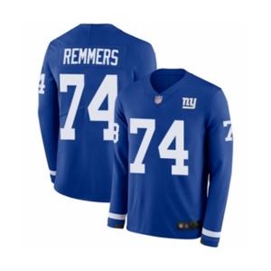 Men's New York Giants #74 Mike Remmers Limited Royal Blue Therma Long Sleeve Football Jersey