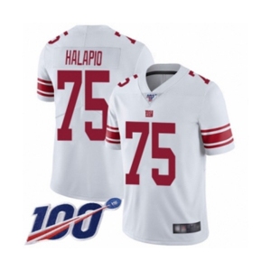 Men's New York Giants #75 Jon Halapio White Vapor Untouchable Limited Player 100th Season Football Jersey