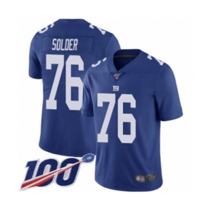 Men's New York Giants #76 Nate Solder Royal Blue Team Color Vapor Untouchable Limited Player 100th Season Football Jersey