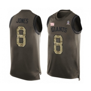 Men's New York Giants #8 Daniel Jones Limited Green Salute to Service Tank Top Football Jersey