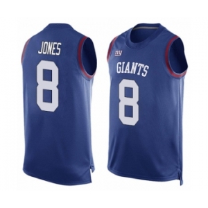 Men's New York Giants #8 Daniel Jones Limited Royal Blue Player Name & Number Tank Top Football Jersey