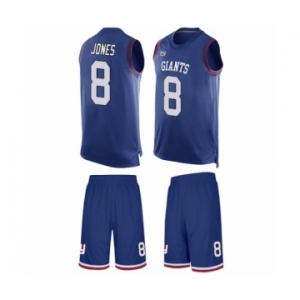 Men's New York Giants #8 Daniel Jones Limited Royal Blue Tank Top Suit Football Jersey