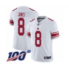 Men's New York Giants #8 Daniel Jones White Vapor Untouchable Limited Player 100th Season Football Jersey