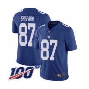 Men's New York Giants #87 Sterling Shepard Royal Blue Team Color Vapor Untouchable Limited Player 100th Season Football Jersey