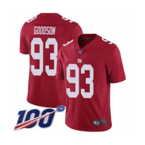 Men's New York Giants #93 B.J. Goodson Red Limited Red Inverted Legend 100th Season Football Jersey