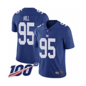 Men's New York Giants #95 B.J. Hill Royal Blue Team Color Vapor Untouchable Limited Player 100th Season Football Jersey