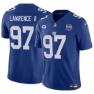 Men's New York Giants #97 Dexter Lawrence II Blue 2024 F.U.S.E. With 3-Star C Patch And 100TH Season Patch Vapor Untouchable Limited Stitched Jersey