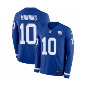 Men's Nike New York Giants #10 Eli Manning Limited Royal Blue Therma Long Sleeve NFL Jersey
