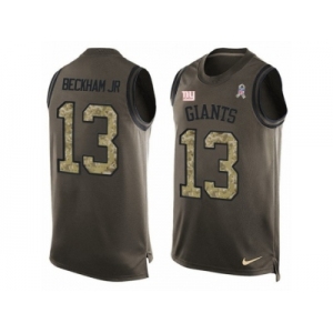 Men's Nike New York Giants #13 Odell Beckham Jr Limited Green Salute to Service Tank Top NFL Jersey