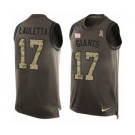 Men's Nike New York Giants #17 Kyle Lauletta Limited Green Salute to Service Tank Top NFL Jersey