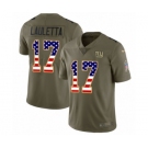 Men's Nike New York Giants #17 Kyle Lauletta Limited Olive USA Flag 2017 Salute to Service NFL Jersey