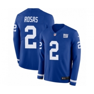 Men's Nike New York Giants #2 Aldrick Rosas Limited Royal Blue Therma Long Sleeve NFL Jersey