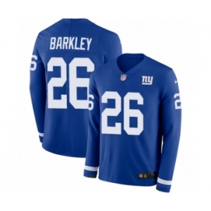 Men's Nike New York Giants #26 Saquon Barkley Limited Royal Blue Therma Long Sleeve NFL Jersey