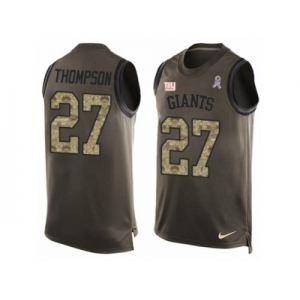 Men's Nike New York Giants #27 Darian Thompson Limited Green Salute to Service Tank Top NFL Jersey