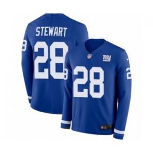 Men's Nike New York Giants #28 Jonathan Stewart Limited Royal Blue Therma Long Sleeve NFL Jersey