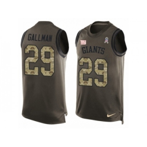 Men's Nike New York Giants #29 Wayne Gallman Limited Green Salute to Service Tank Top NFL Jersey