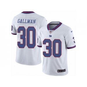 Men's Nike New York Giants #30 Wayne Gallman Limited White Rush NFL Jersey