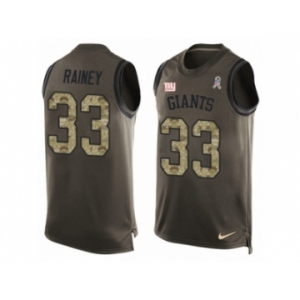 Men's Nike New York Giants #33 Bobby Rainey Limited Green Salute to Service Tank Top NFL Jersey