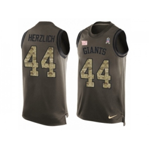 Men's Nike New York Giants #44 Mark Herzlich Limited Green Salute to Service Tank Top NFL Jersey