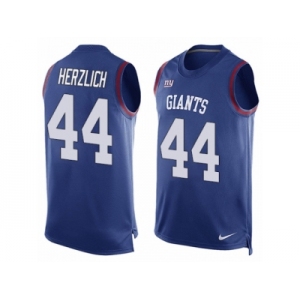 Men's Nike New York Giants #44 Mark Herzlich Limited Royal Blue Player Name & Number Tank Top NFL Jersey