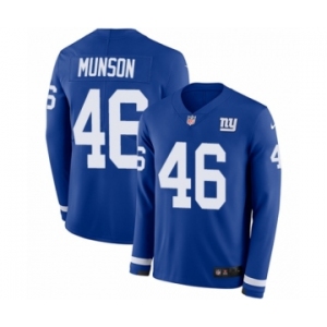 Men's Nike New York Giants #46 Calvin Munson Limited Royal Blue Therma Long Sleeve NFL Jersey