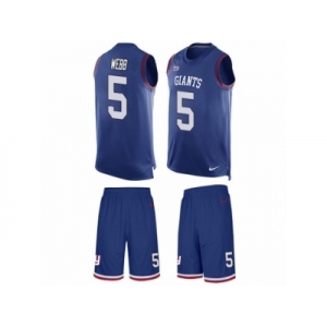 Men's Nike New York Giants #5 Davis Webb Limited Royal Blue Tank Top Suit NFL Jersey