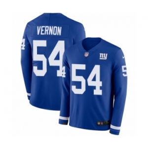 Men's Nike New York Giants #54 Olivier Vernon Limited Royal Blue Therma Long Sleeve NFL Jersey