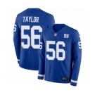 Men's Nike New York Giants #56 Lawrence Taylor Limited Royal Blue Therma Long Sleeve NFL Jersey