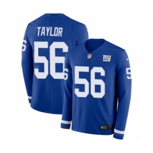 Men's Nike New York Giants #56 Lawrence Taylor Limited Royal Blue Therma Long Sleeve NFL Jersey