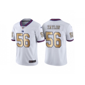 Men's Nike New York Giants #56 Lawrence Taylor White Gold Limited Special Color Rush Jersey