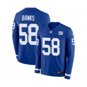 Men's Nike New York Giants #58 Carl Banks Limited Royal Blue Therma Long Sleeve NFL Jersey