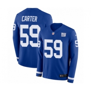 Men's Nike New York Giants #59 Lorenzo Carter Limited Royal Blue Therma Long Sleeve NFL Jersey
