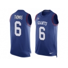 Men's Nike New York Giants #6 Logan Thomas Limited Royal Blue Player Name & Number Tank Top NFL Jersey