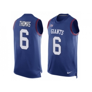 Men's Nike New York Giants #6 Logan Thomas Limited Royal Blue Player Name & Number Tank Top NFL Jersey
