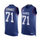 Men's Nike New York Giants #71 Will Hernandez Limited Royal Blue Player Name & Number Tank Top NFL Jersey