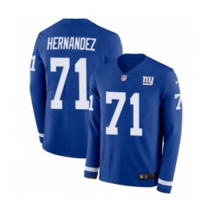 Men's Nike New York Giants #71 Will Hernandez Limited Royal Blue Therma Long Sleeve NFL Jersey