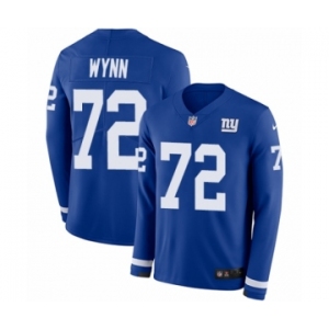 Men's Nike New York Giants #72 Kerry Wynn Limited Royal Blue Therma Long Sleeve NFL Jersey