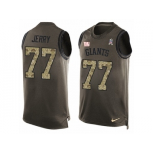 Men's Nike New York Giants #77 John Jerry Limited Green Salute to Service Tank Top NFL Jersey