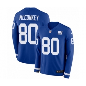 Men's Nike New York Giants #80 Phil McConkey Limited Royal Blue Therma Long Sleeve NFL Jersey