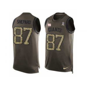 Men's Nike New York Giants #87 Sterling Shepard Limited Green Salute to Service Tank Top NFL Jersey
