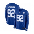 Men's Nike New York Giants #92 Michael Strahan Limited Royal Blue Therma Long Sleeve NFL Jersey