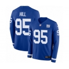 Men's Nike New York Giants #95 B.J. Hill Limited Royal Blue Therma Long Sleeve NFL Jersey