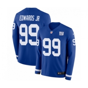 Men's Nike New York Giants #99 Mario Edwards Jr Limited Royal Blue Therma Long Sleeve NFL Jersey