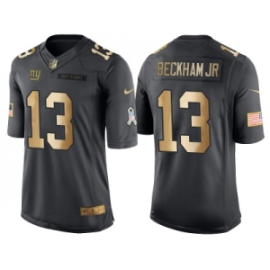 Nike New York Giants #13 Odell Beckham Jr Anthracite Gold Men's NFL Limited Salute to Service 2016 Christmas Jersey