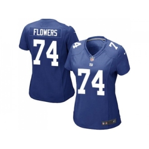 Women Nike Giants #74 Ereck Flowers Royal Blue Team Color Stitched NFL Elite Jersey