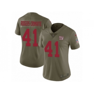 Women Nike New York Giants #41 Dominique Rodgers-Cromartie Limited Olive 2017 Salute to Service NFL Jersey