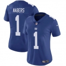 Women's New York Giants #1 Malik Nabers Blue Vapor Stitched Jersey